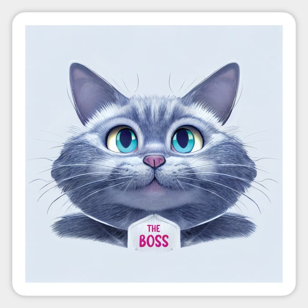 Cat Boss Funny Art Sticker by Geminiartstudio